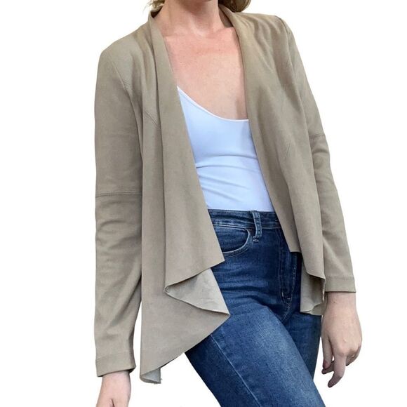 Karen Kane Tan Suede Waterfall Open Blazer S - Picture 1 of 12